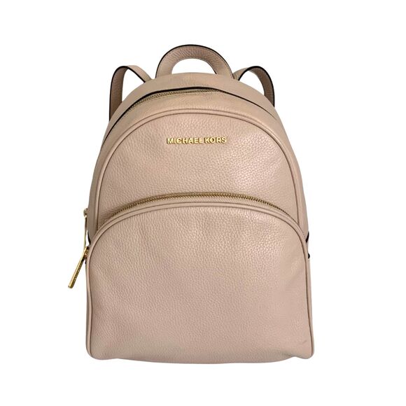 Michael Kors Pebbled Leather Backpack Taupe Beige Medium Size - Picture 1 of 11